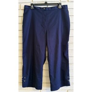 Alfred Dunner Womens Navy Classic Fit Pull On Comfort Waist Capri,‎ Size 14